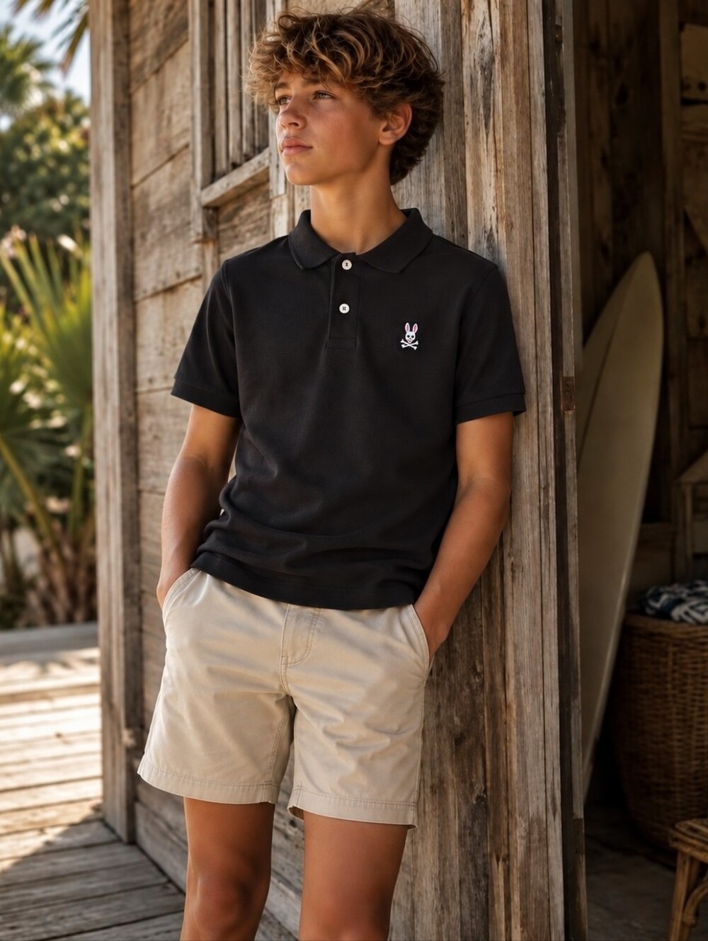 Psycho Bunny Kids Classic Pique Polo Shirt Black – Boys S 7/8